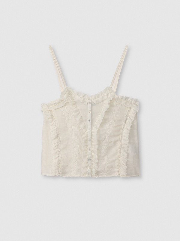  Top tirantes bordados blanco roto vista frontal