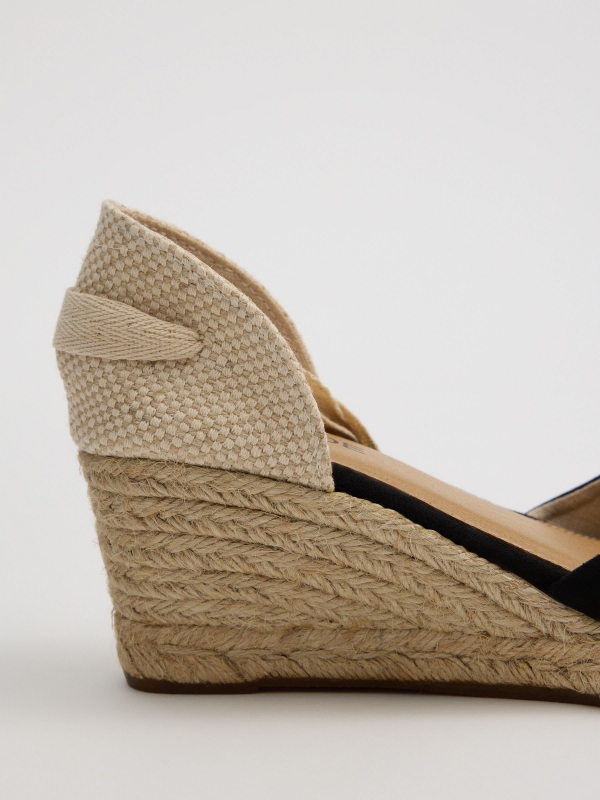 Closed toe microfiber wedges black detail view