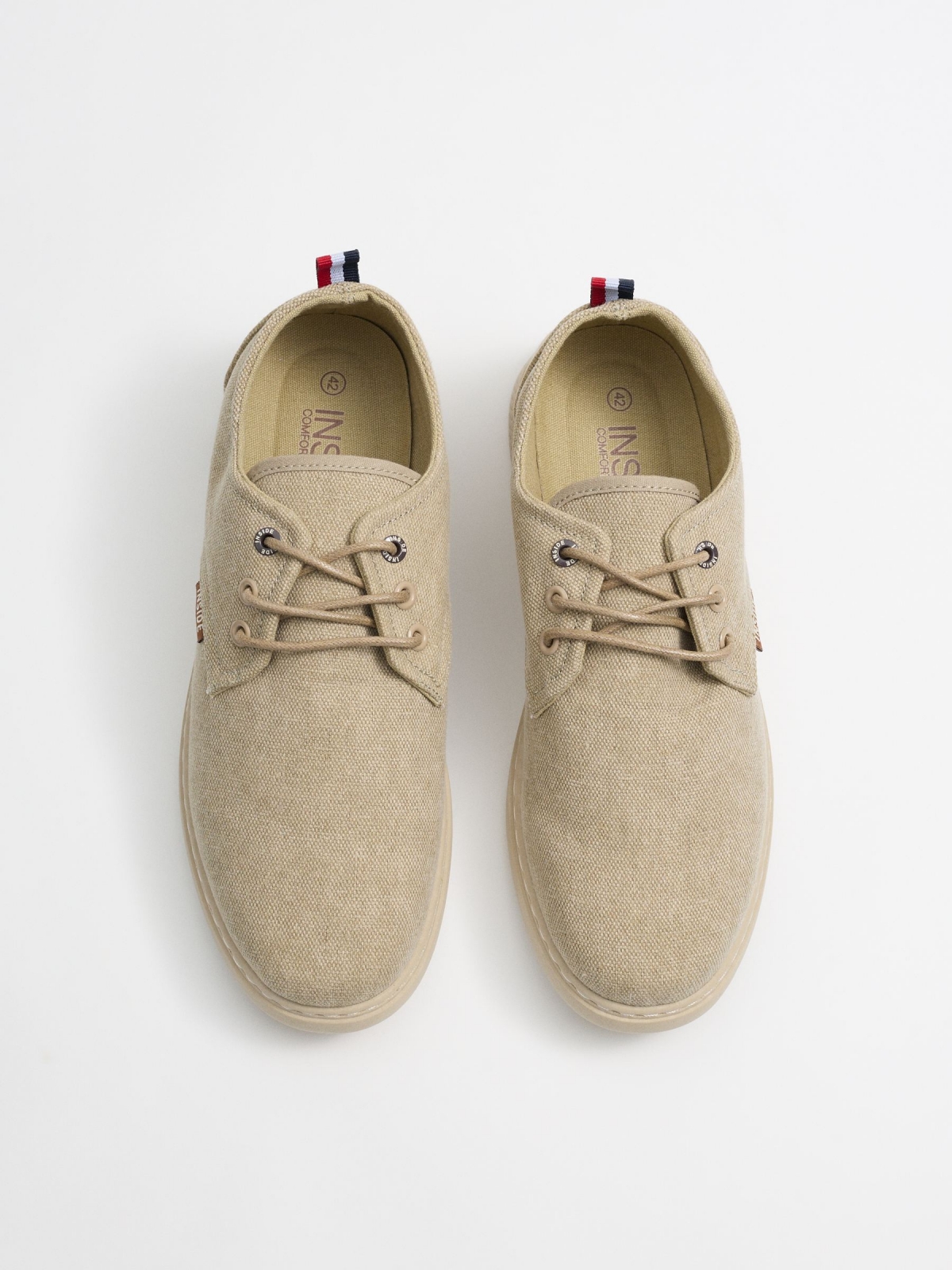 Casual canvas sneakers beige zenithal view