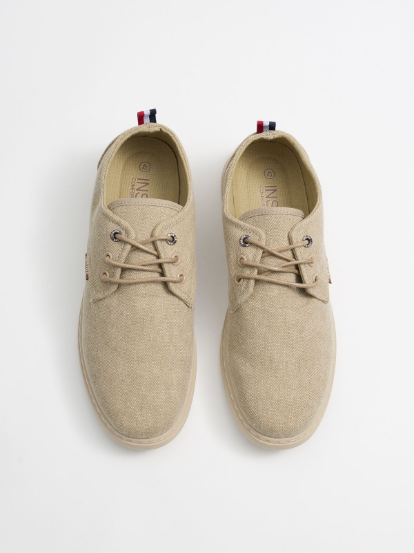 Casual canvas sneakers beige zenithal view