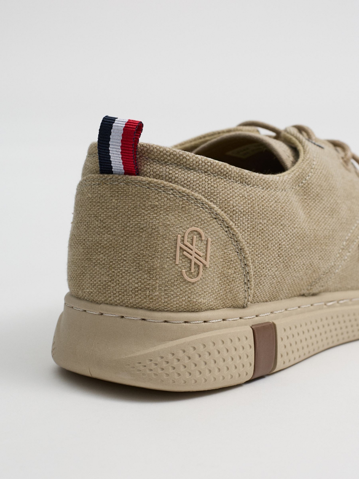 Casual canvas sneakers beige detail view