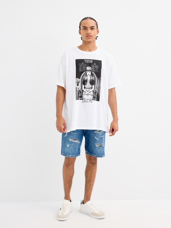 Camiseta Junji ito blanca blanco vista general frontal