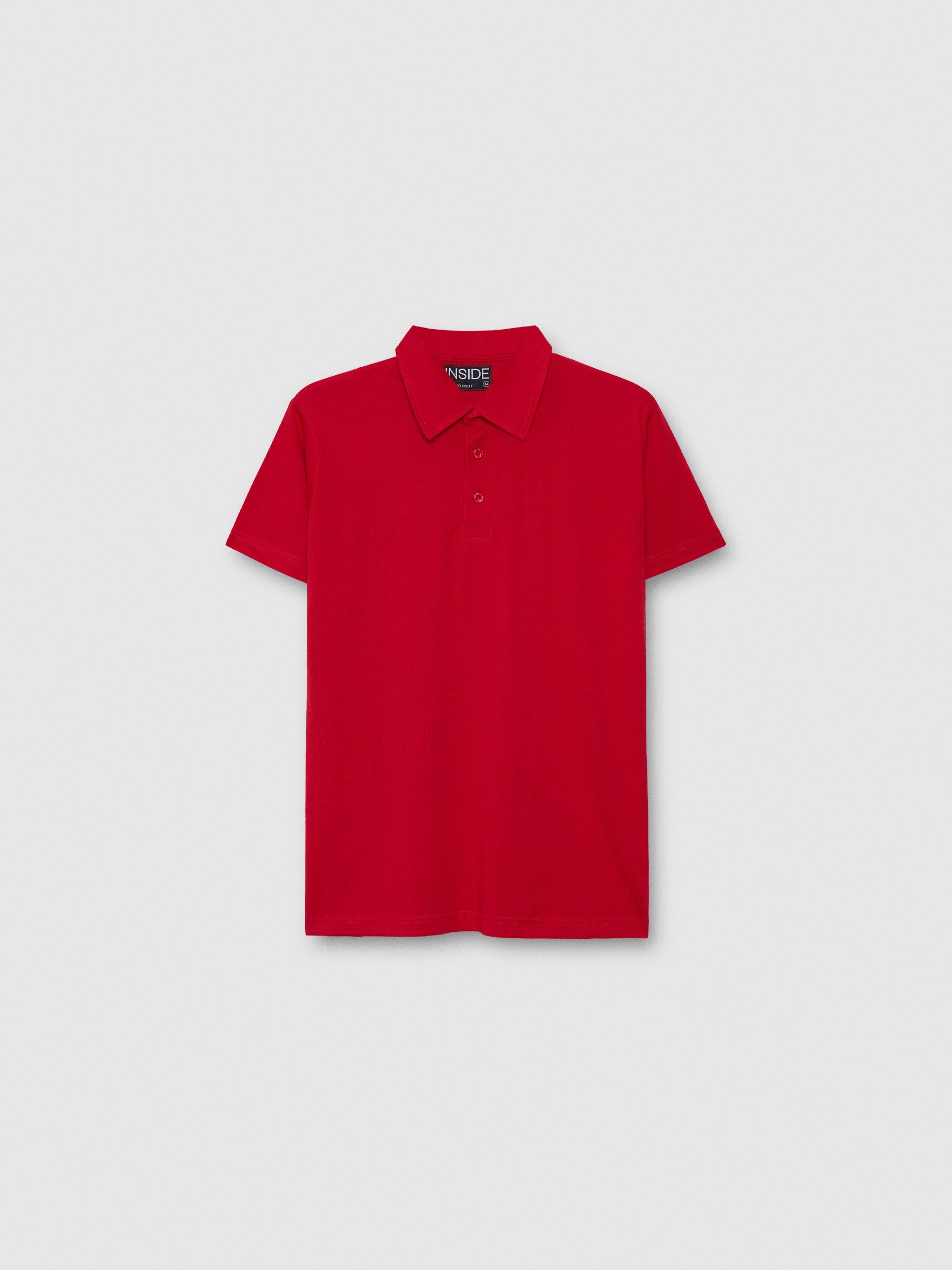 Basic short-sleeved polo shirt red middle front view