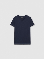 %Pto% Camiseta manga corta lisa azul marino vista frontal
