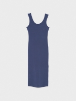 %Pto% Vestido midi aberturas azul vista frontal