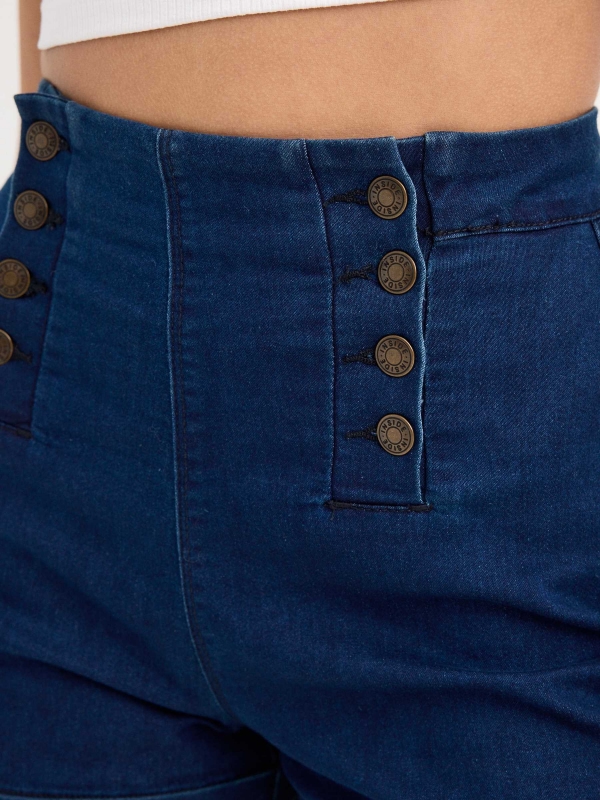 Short denim tiro alto botones azul vista detalle