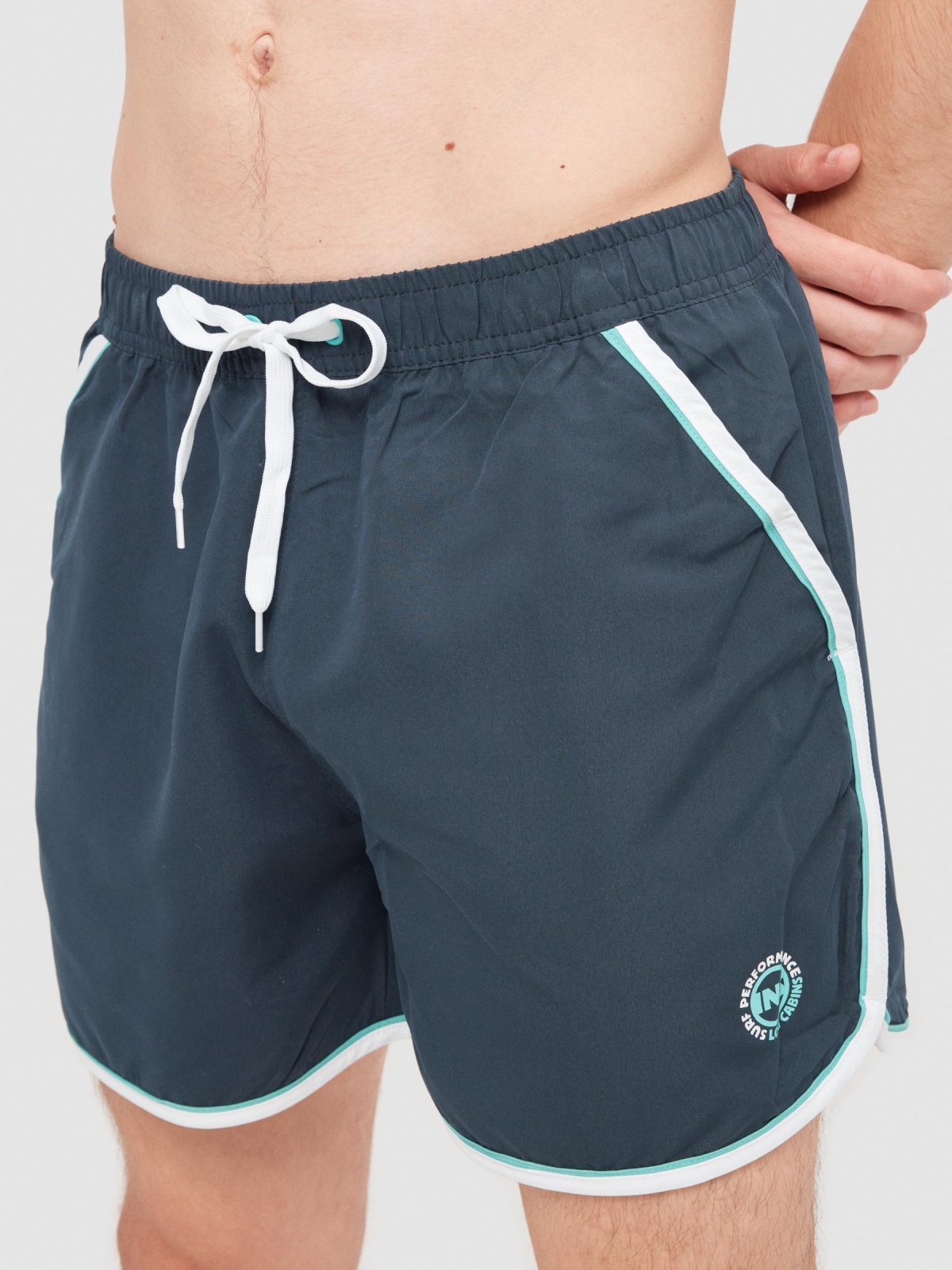 Swimsuit contrast trim navy detail view