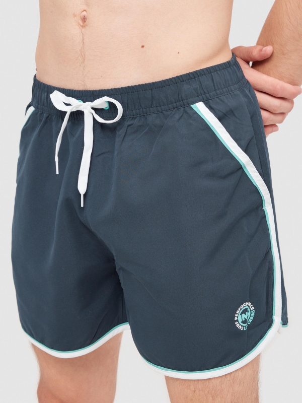 Swimsuit contrast trim navy detail view