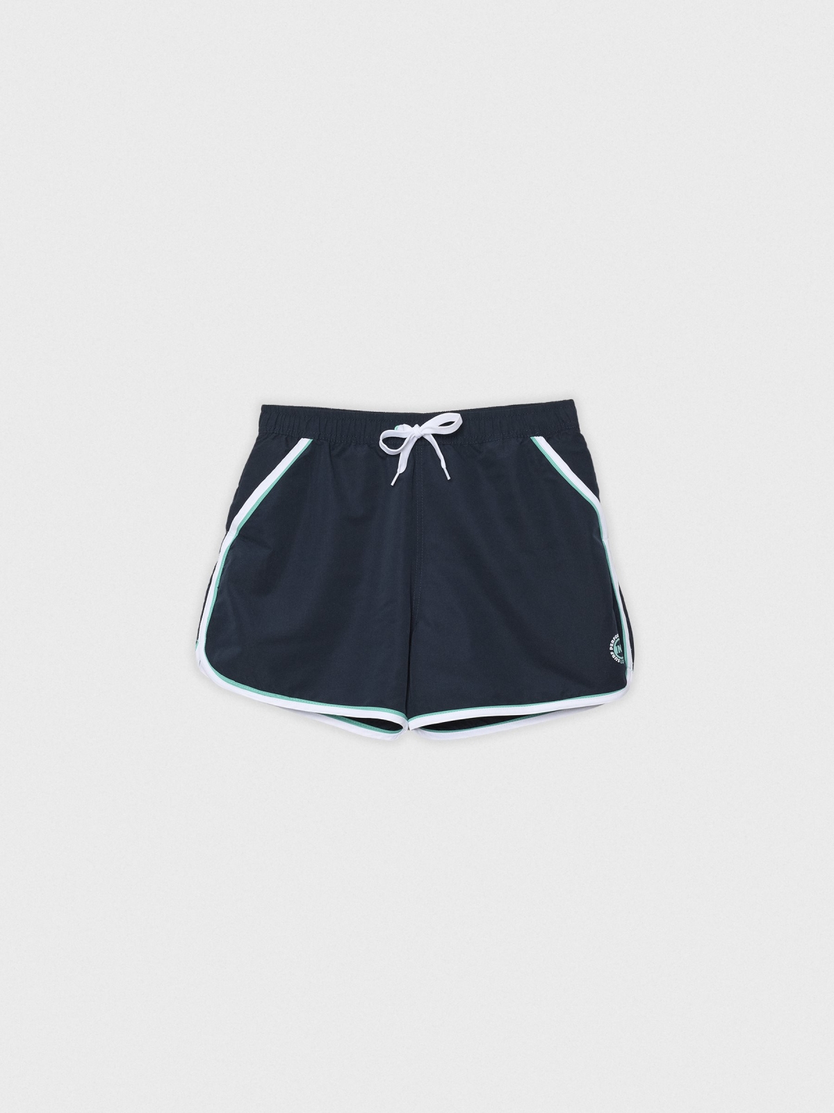  Swimsuit contrast trim navy front view