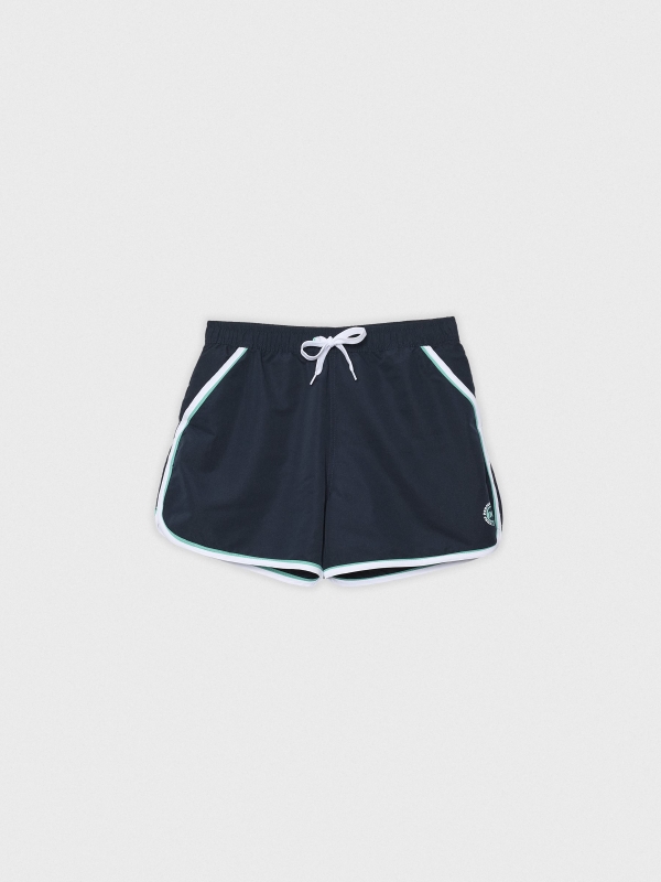  Swimsuit contrast trim navy front view