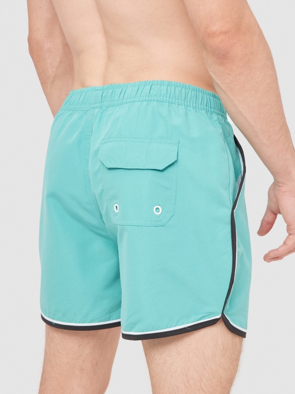 Swimsuit contrast trim green detail view