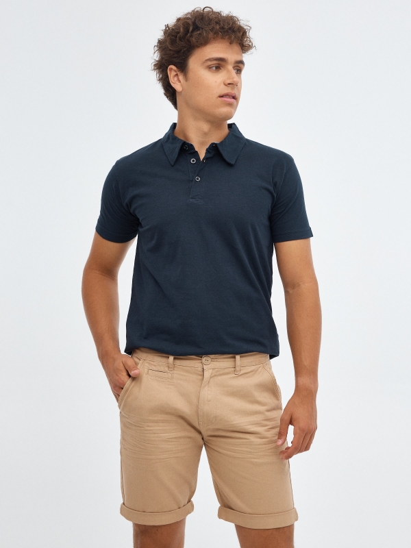 Bermuda chino shorts beige middle front view