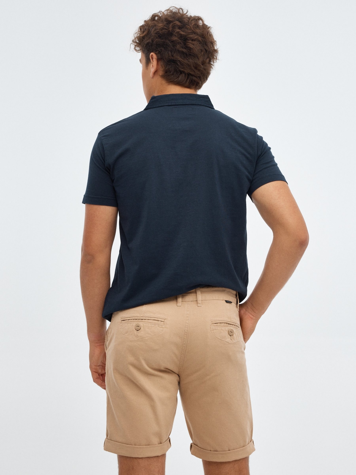 Bermuda chino shorts beige middle back view