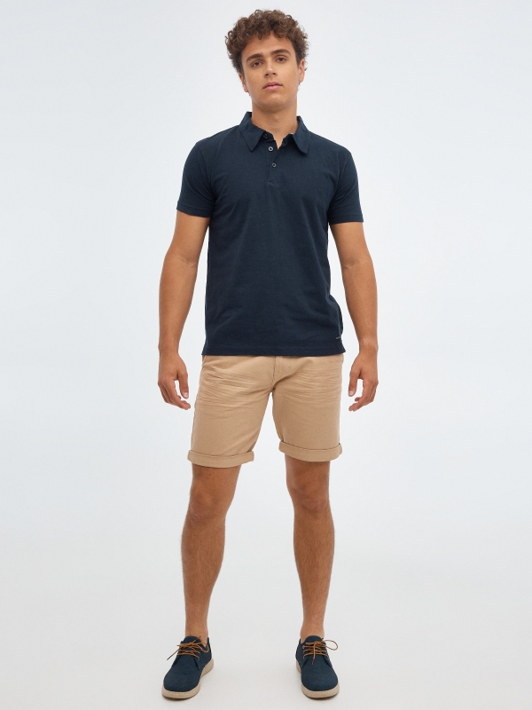 Bermuda chino shorts beige front view