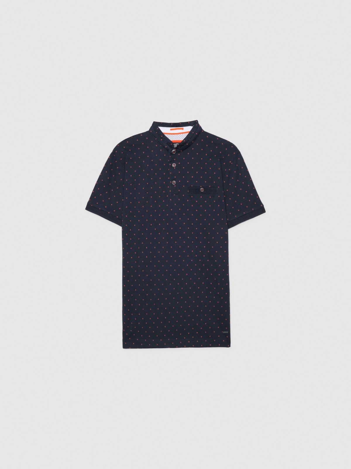  Polo cuello mao bolsillo azul vista frontal