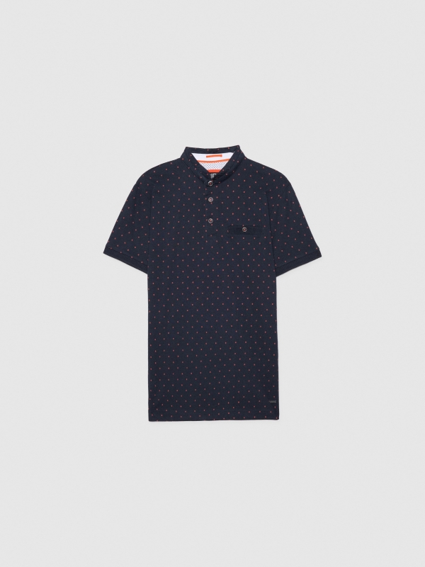  Polo cuello mao bolsillo azul vista frontal