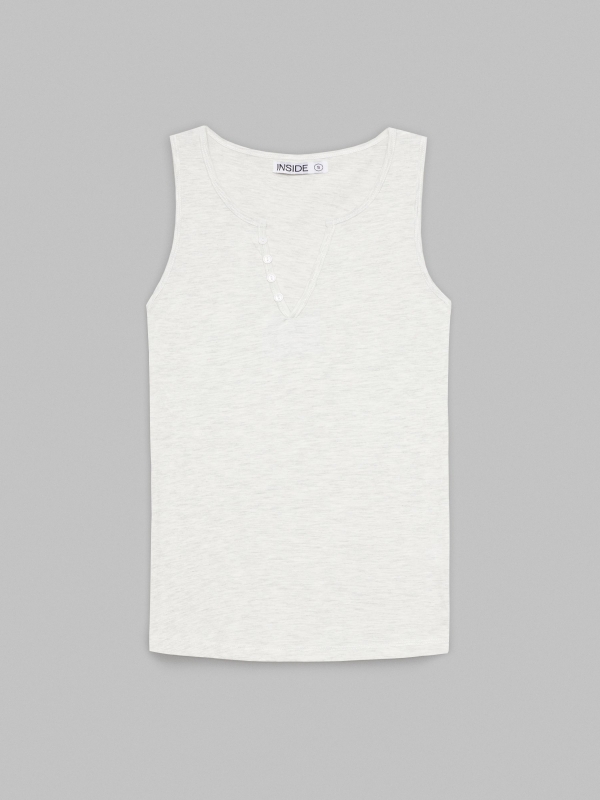  V-neck t-shirt with buttons grey front view