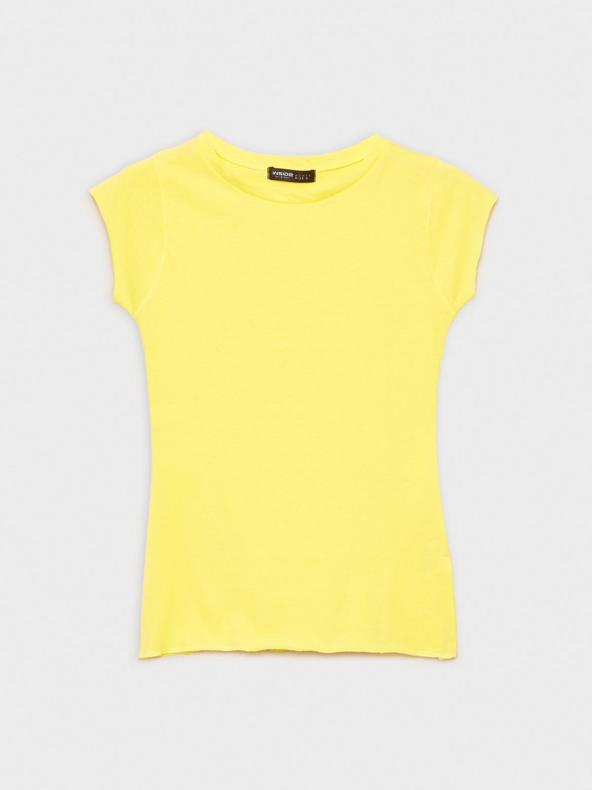 T-shirt básica de gola redonda amarelo vista frontal