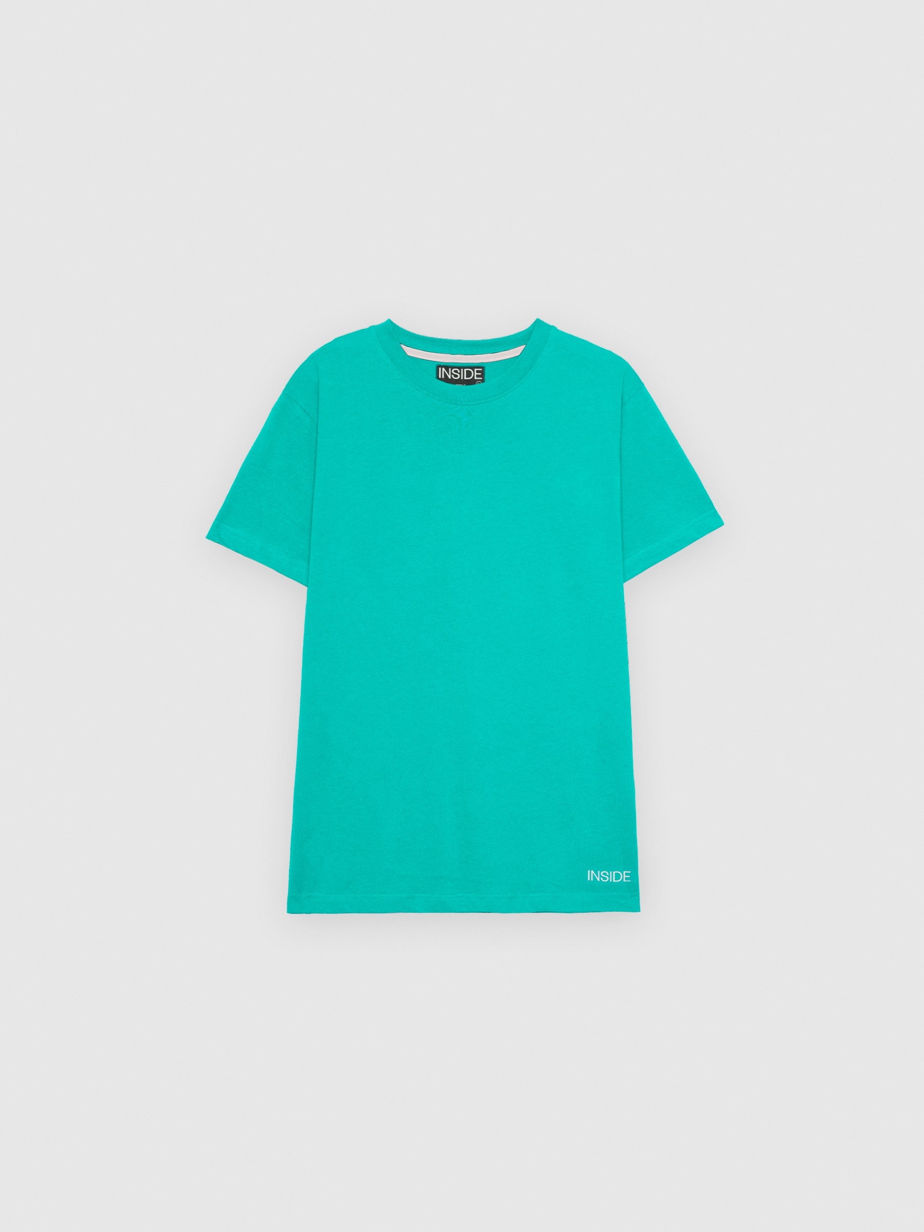 Camiseta básica manga corta verde vista media frontal