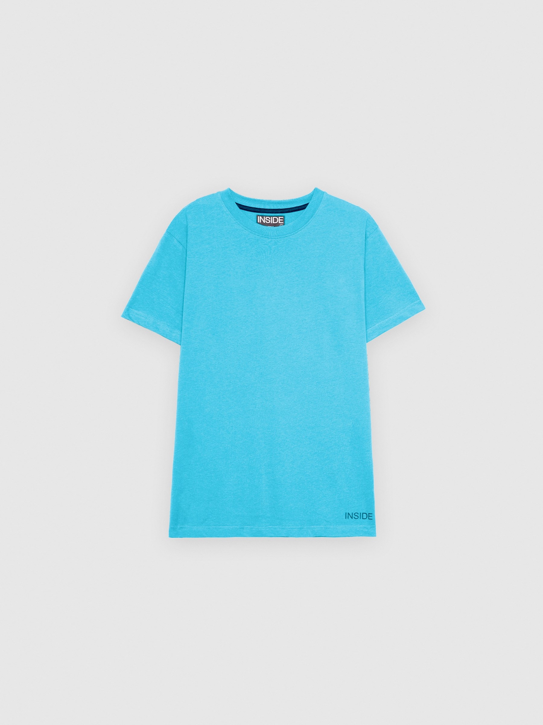 Camiseta básica manga corta azul vista media frontal
