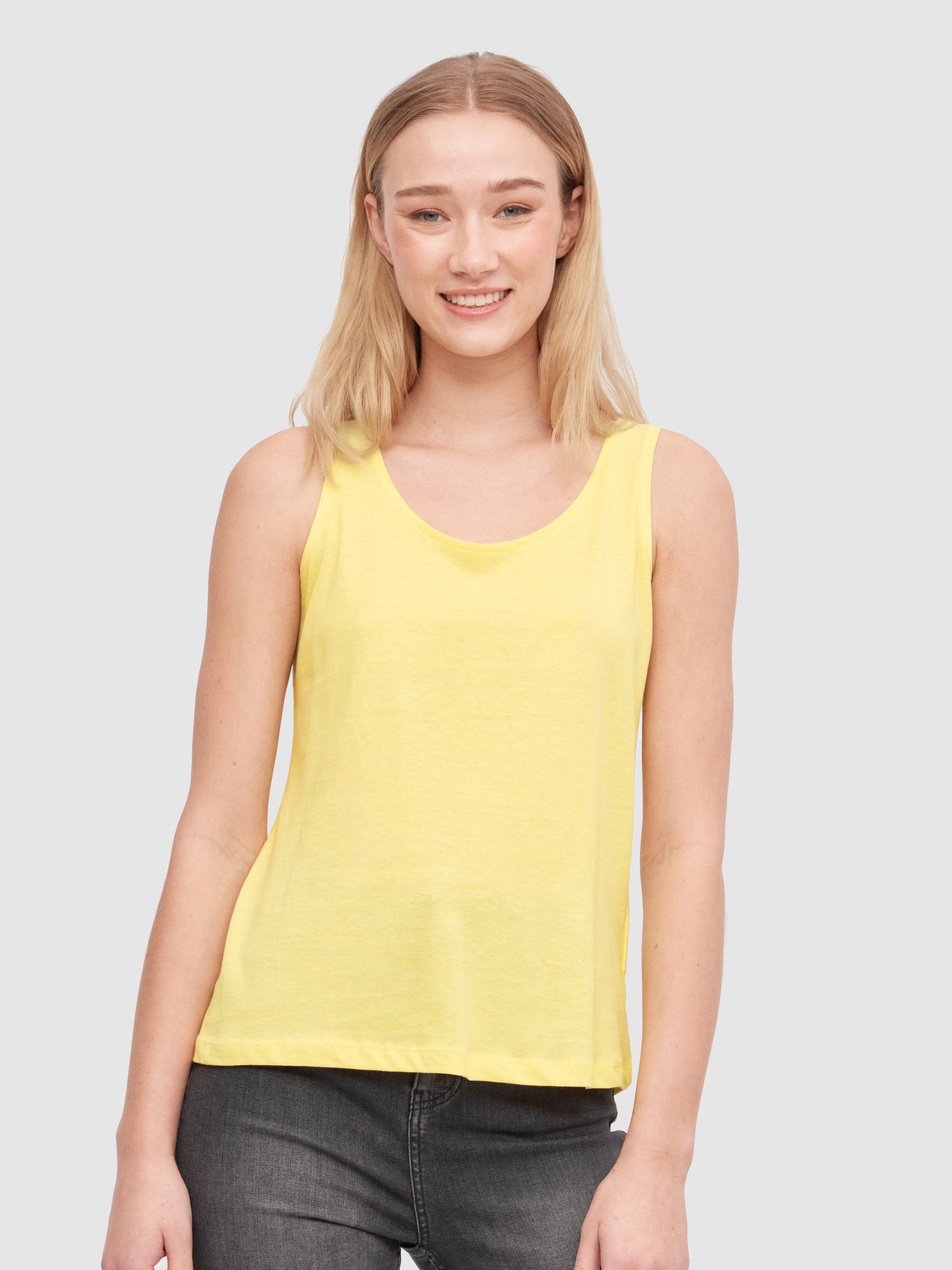 INSIDE Camiseta de tirantes básica, Amarillo, L