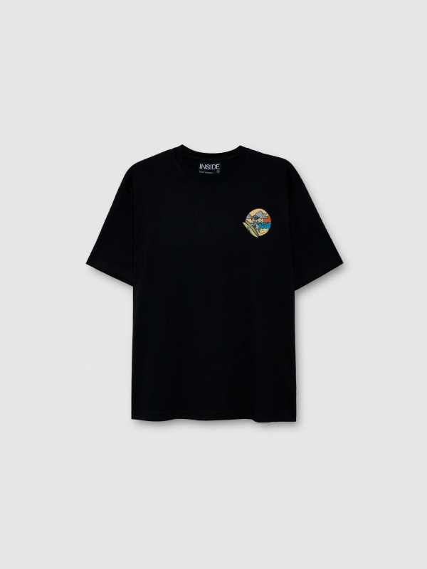  Camiseta manga corta estampado calavera negro vista frontal