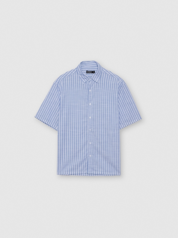 Cotton striped shirt sky blue front view