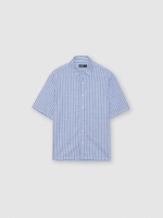 %Pto% Cotton striped shirt sky blue front view