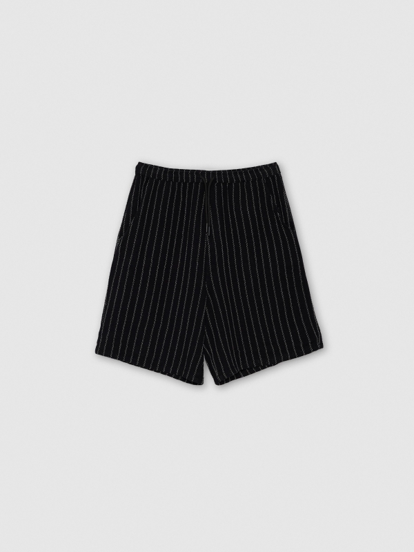  Bermuda jogger textura rayas negro vista frontal