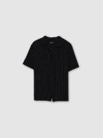 %Pto% Rustic short-sleeve striped shirt black front view