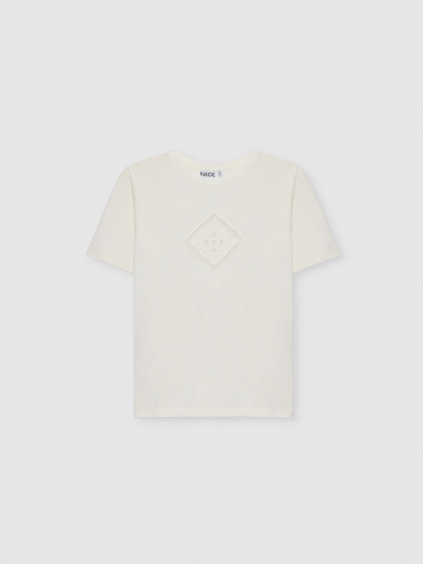  Crochet detail t-shirt white front view