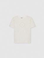%Pto% Camiseta detalle crochet blanco vista frontal