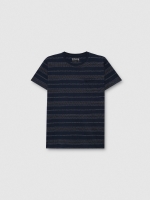 %Pto% Camiseta de manga curta listrada azul marinho vista frontal