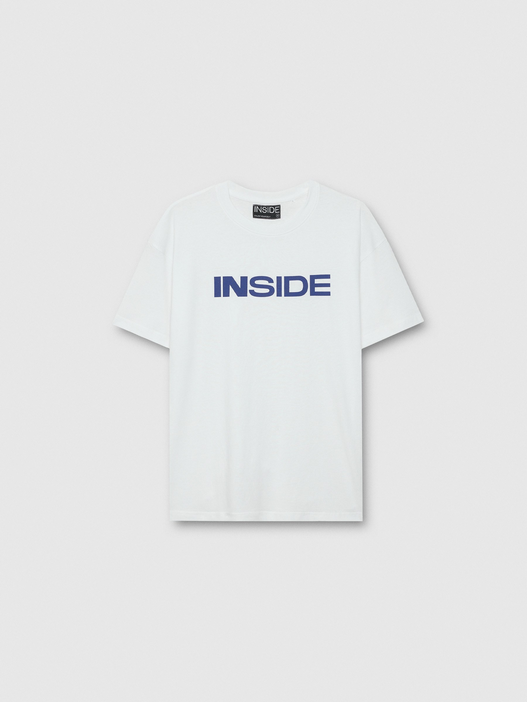 Inside logo t-shirt white middle front view