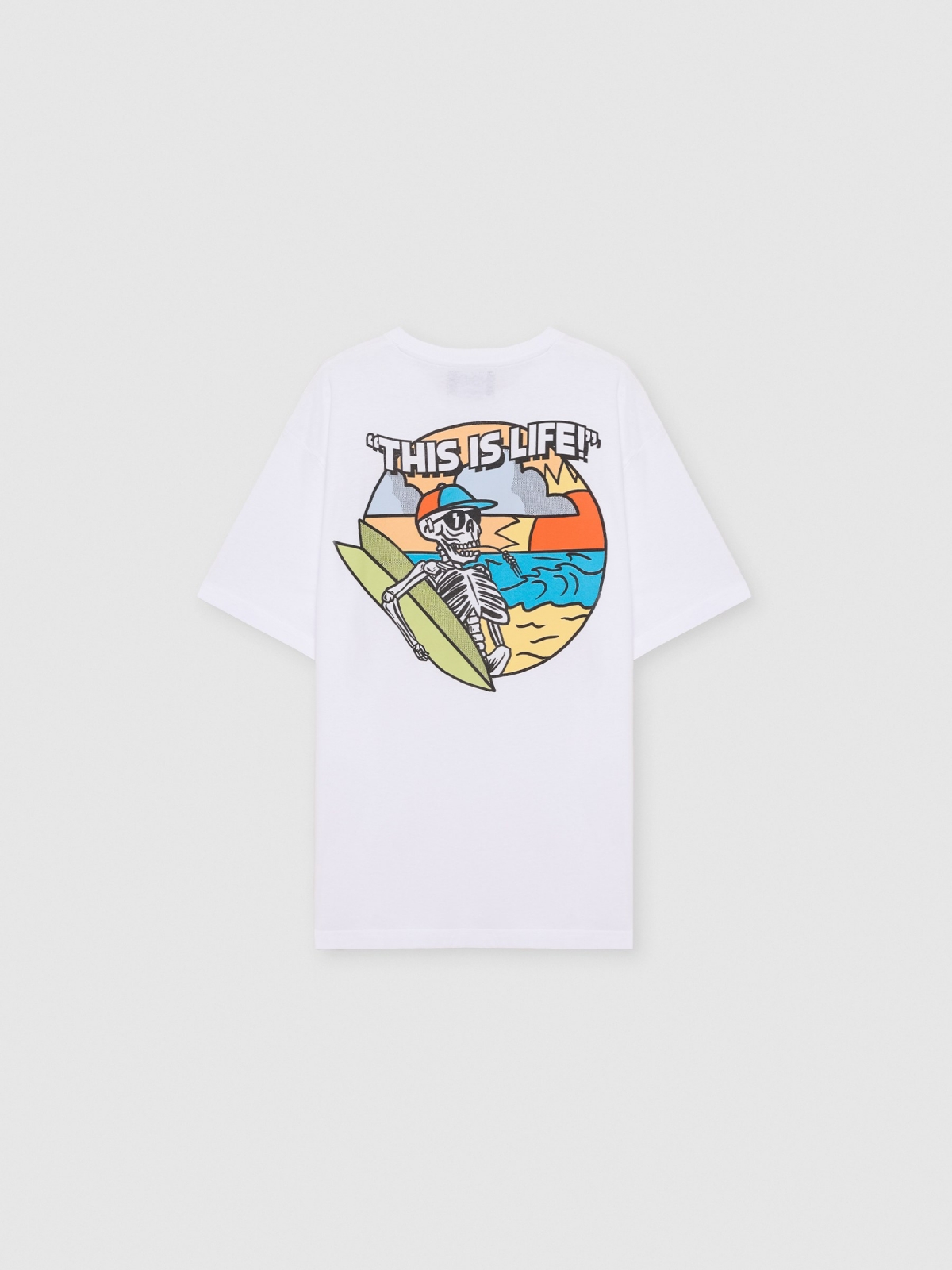 Short-sleeve t-shirt with skull print white back view