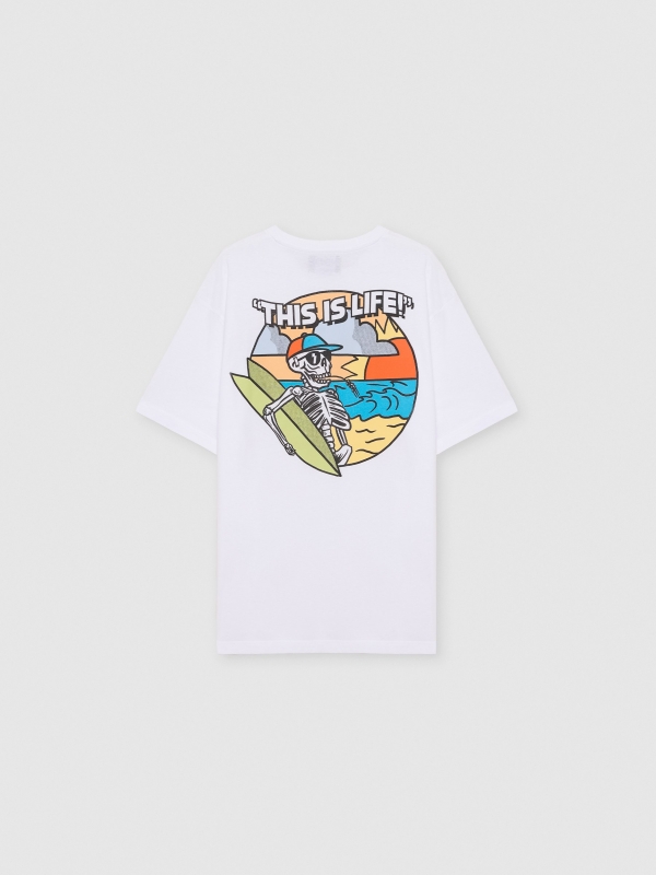 Short-sleeve t-shirt with skull print white back view
