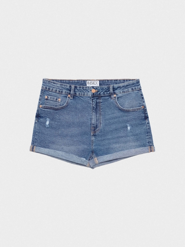  Shorts denim tiro alto azul vista frontal