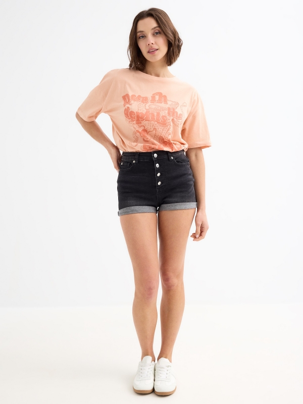 Shorts denim botones negro vista general frontal
