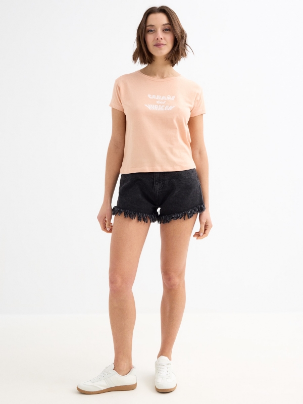 Shorts denim desflecado negro vista general frontal