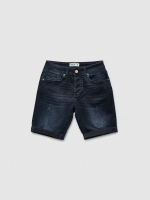 %Pto% Bermuda denim azul oscuro rotos azul vista frontal
