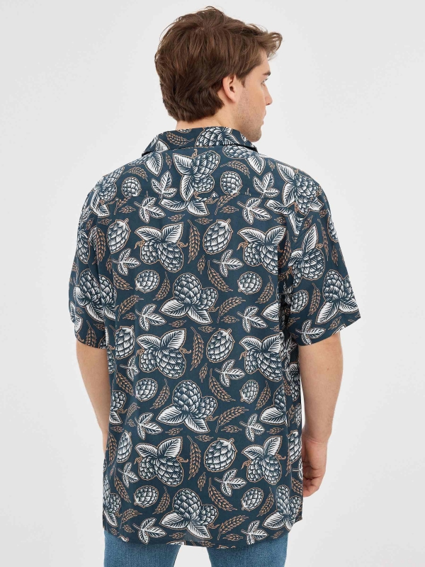 Pineapple print shirt navy middle back view