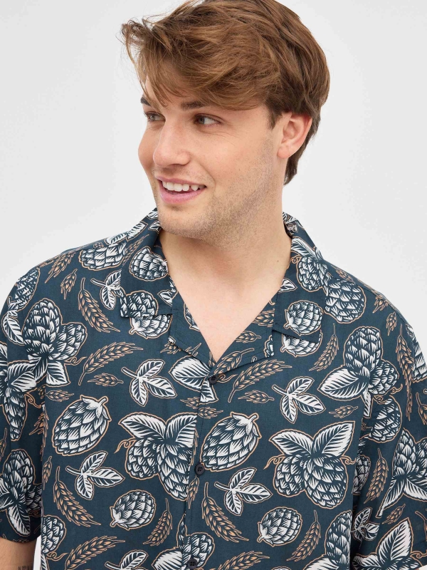 Pineapple print shirt navy foreground