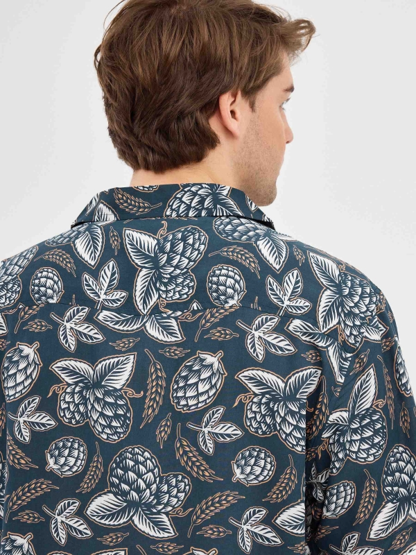 Pineapple print shirt navy detail view