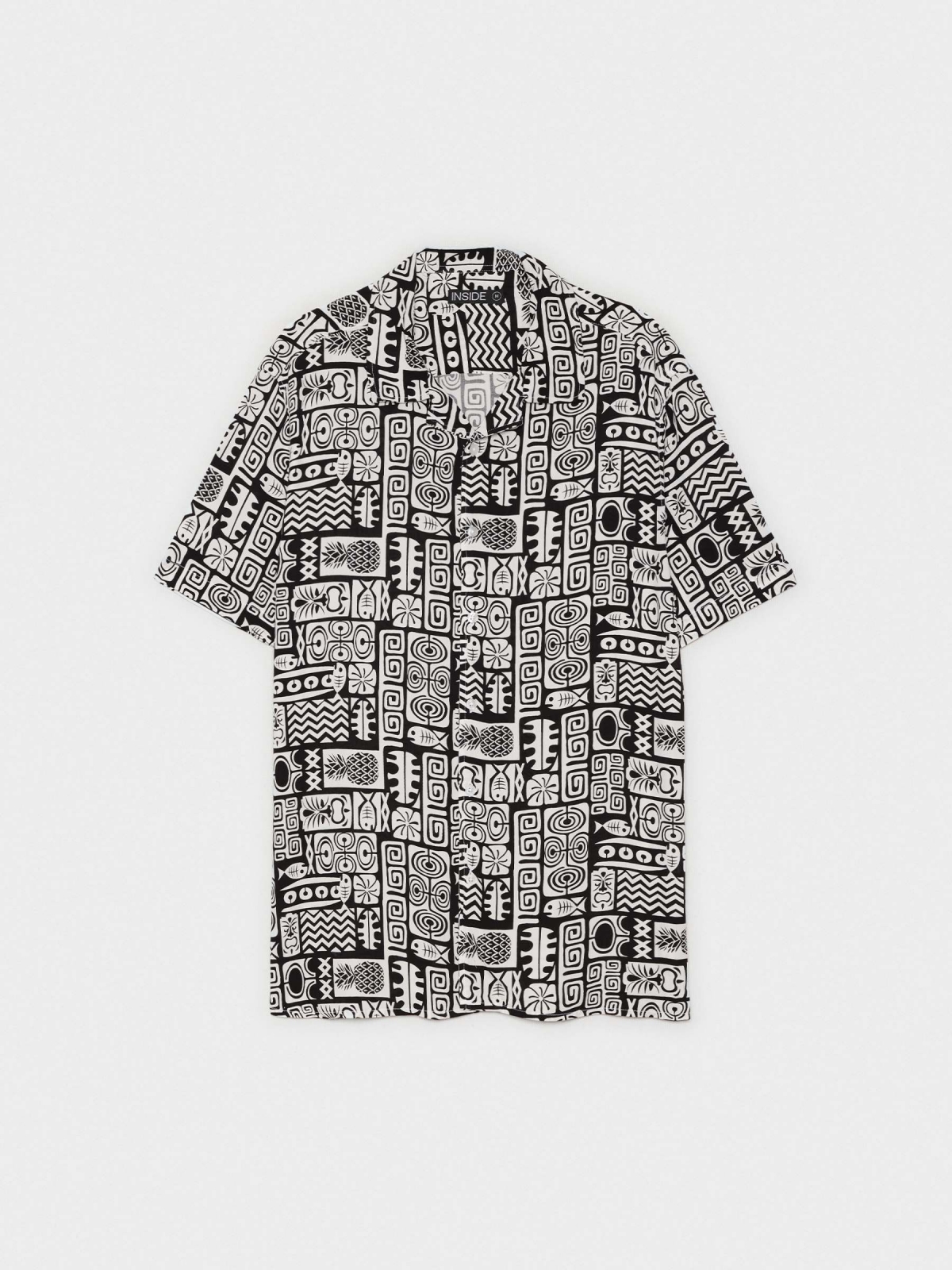 Camisa print manga corta negro