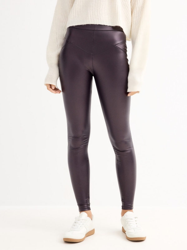 Leggings efecto piel marrón vista media frontal