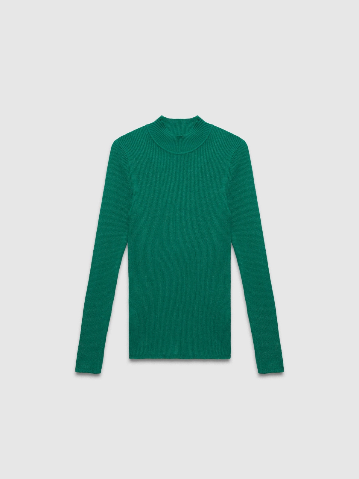  Camisola preta com gola rulê verde vista frontal