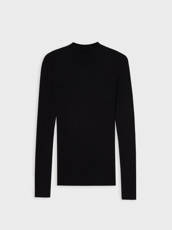  Jersey negro rin cuello alto negro vista frontal