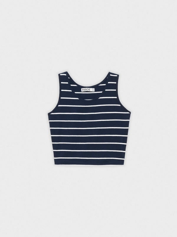  Striped cropped tank t-shirt blue front view