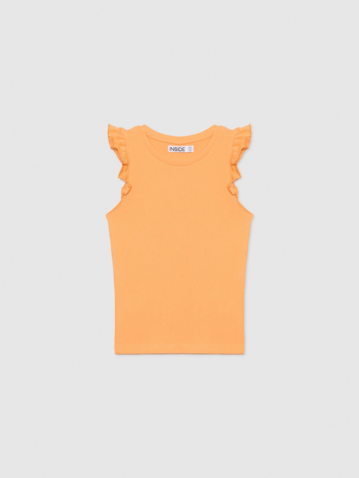  Ruffled sleeve shirt orange front view