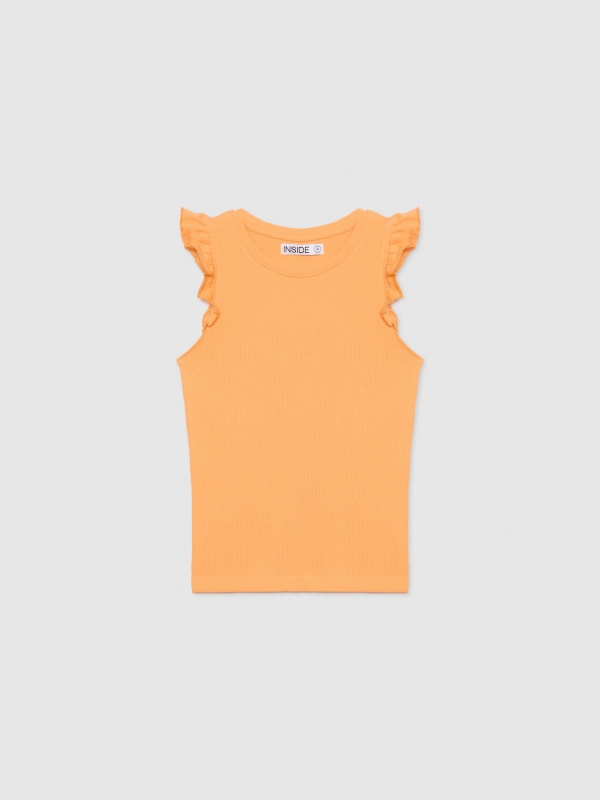  Ruffled sleeve shirt orange front view